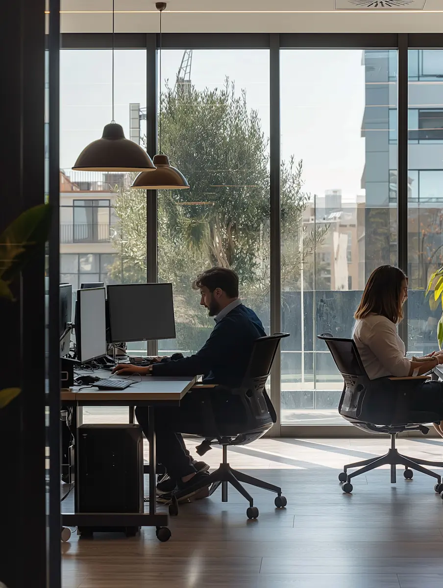 Modern office work environment.