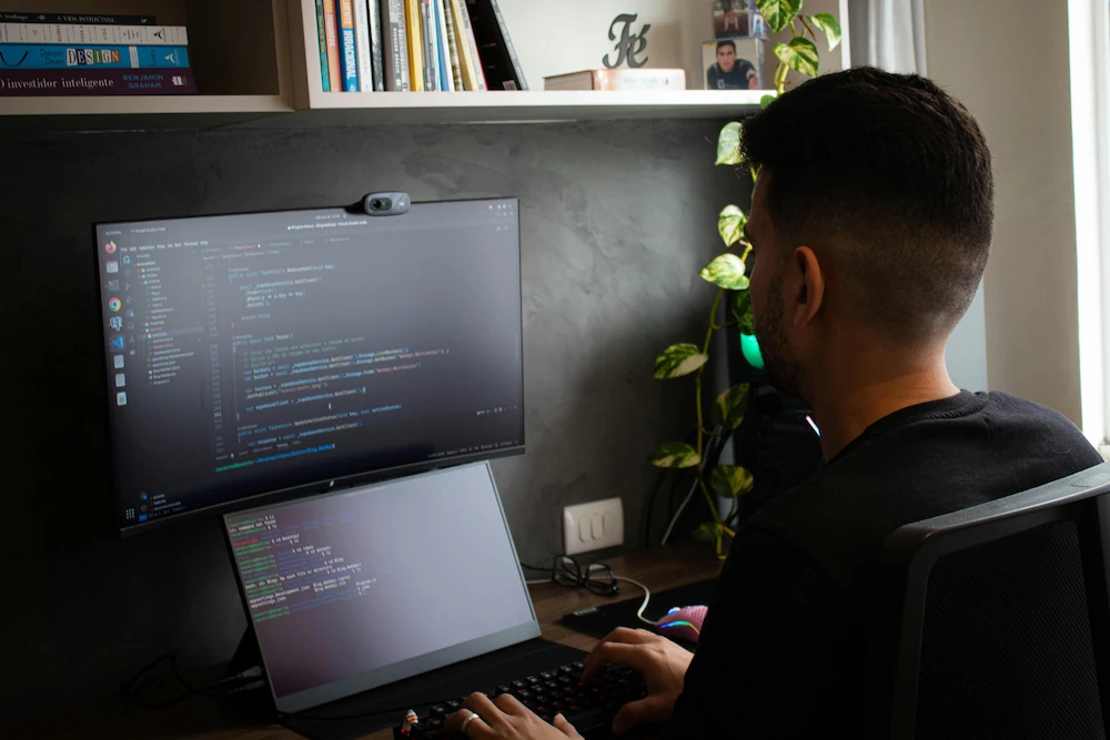A developer building a solution.